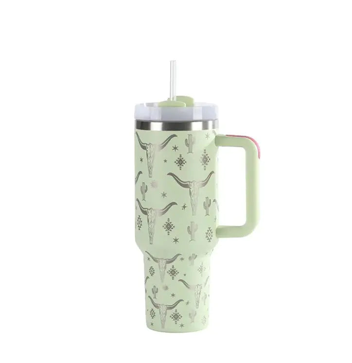 Laser Cow Head Printing Warm Vacuum Cup