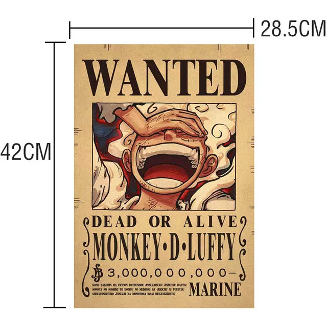 Anime Luffy Gear 5 One Pieces Bounty Wanted Posters