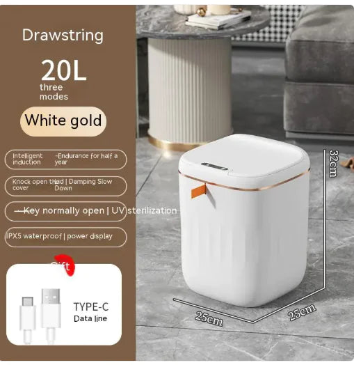 Smart Trash Can With Lid For Bedroom And Living Room Kitchen Storage