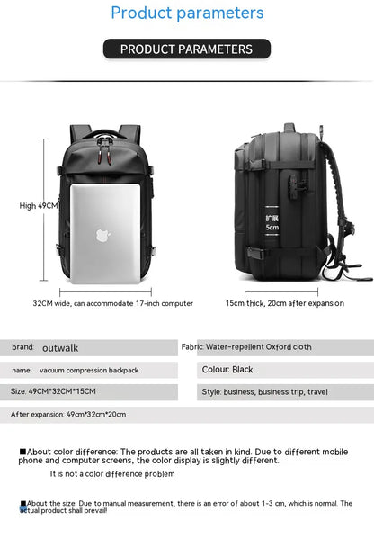 Multifunction Computer Bag Vacuum Compression Travel Backpack