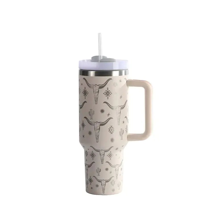 Laser Cow Head Printing Warm Vacuum Cup