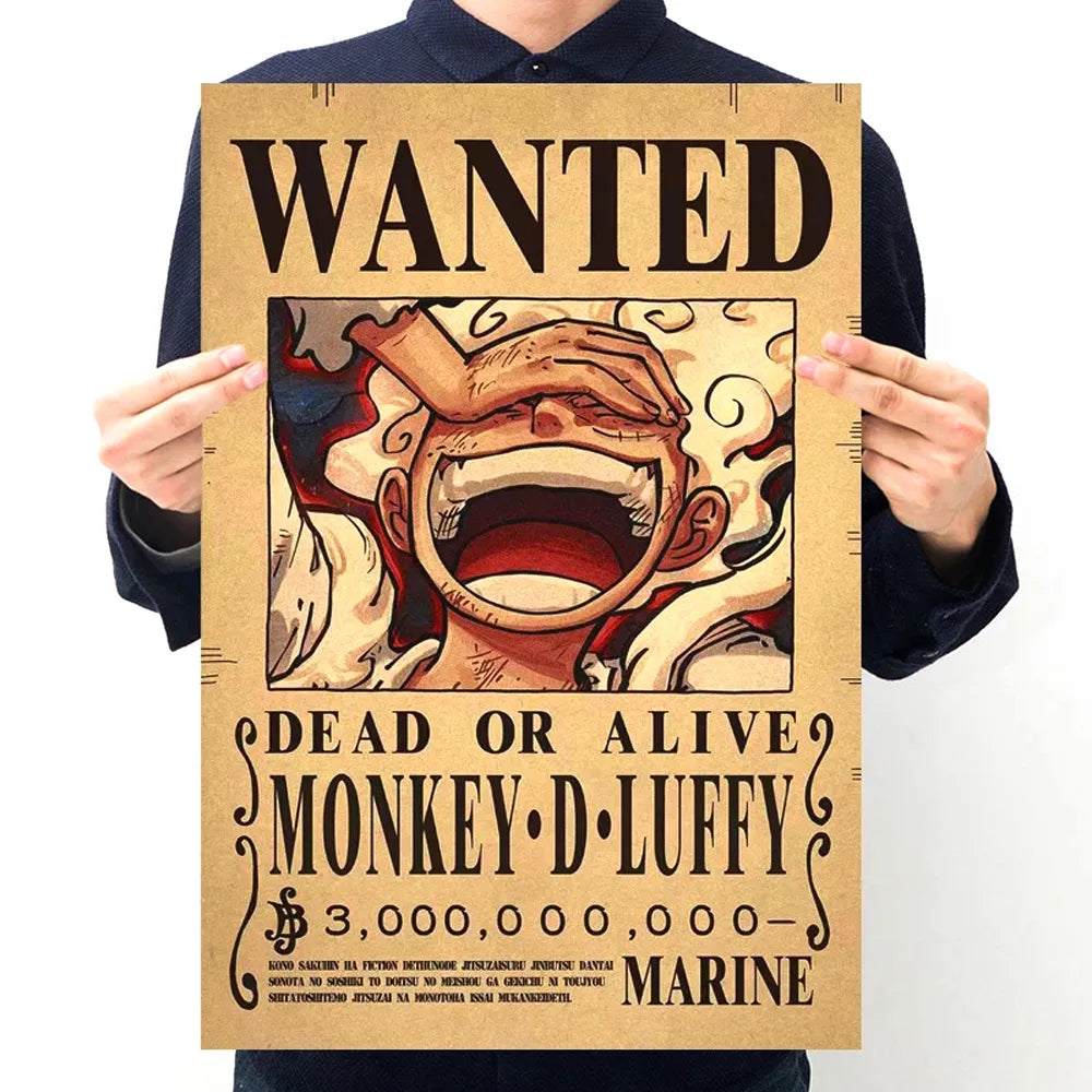 Anime Luffy Gear 5 One Pieces Bounty Wanted Posters